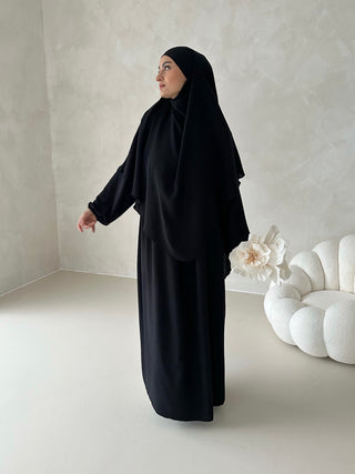 DAILY Abaya SET mit Khimar BLACK