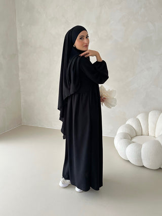 DAILY Abaya SET mit Khimar BLACK