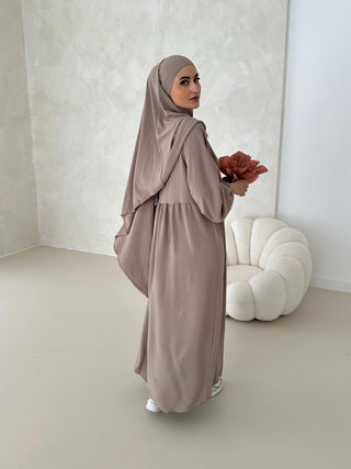 DAILY Abaya SET mit Khimar LIGHT TAUPE