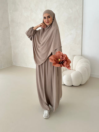 DAILY Abaya SET mit Khimar LIGHT TAUPE